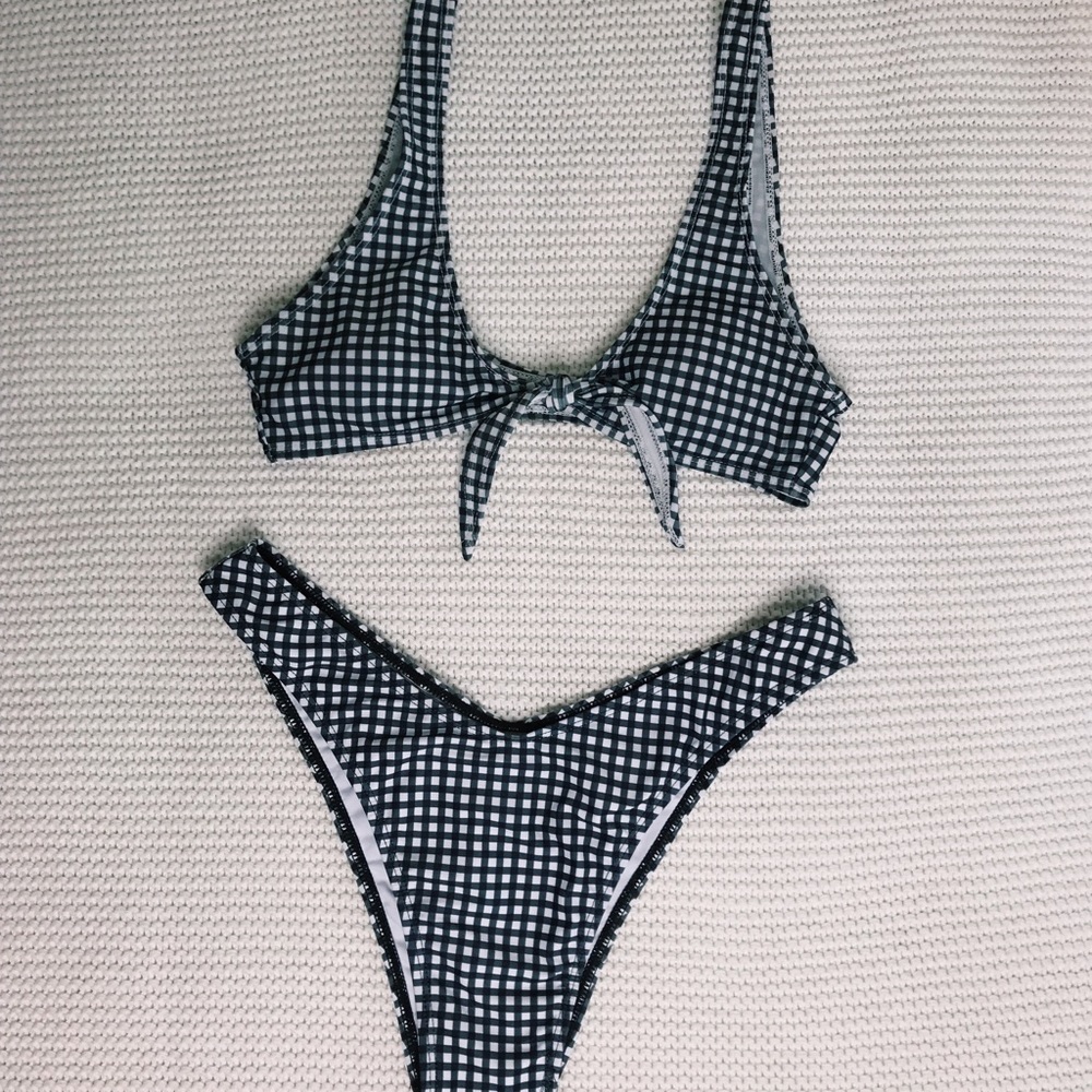 Gingham bathing suit set